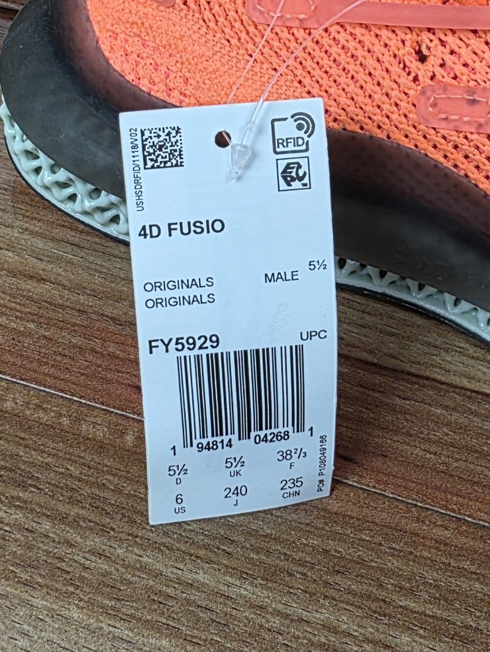 Adidas 4D Fusio Screaming Orange FY5929 Primeknit Mens Size 6 Women's Size 7.5 - Picture 7 of 7